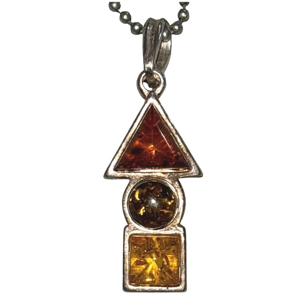 Vintage Baltic Sea Genuine Amber Art Nova Pendant 925 Sterling Silver STUNNING